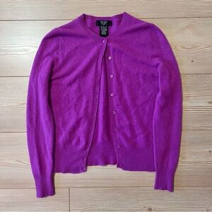 Lord & Taylor Bright Magenta 100% Cashmere Button-Front Cardigan